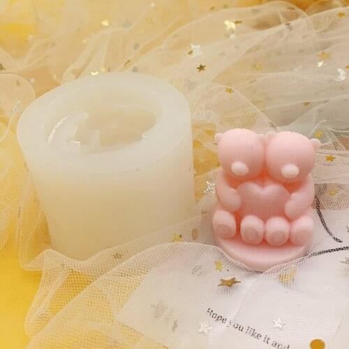 3d Baking Accessories Love Couple Bear Scented Candle Silicone Mold Resin Molds Fondant Tools 3d Candle Making Kit Plaster Mold