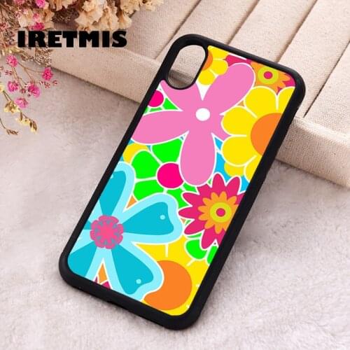 Iretmis 5 5S SE Phone Cover Case for iPhone 6 6S 7 8 Plus X Xs XR 11 12 Mini Pro Max Rubber Silicone Hippie Indie, Flower Groovy