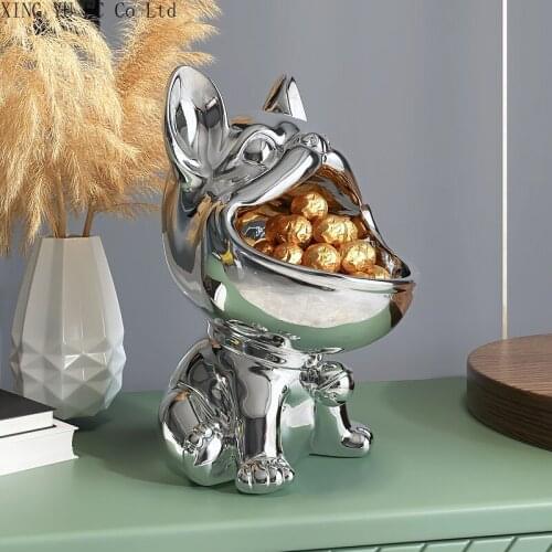 Creative Dogs Storage Ornaments Resin Animal Crafts Statue Sculpture Nordic Living Room Home Decoration Exquisite Gifts