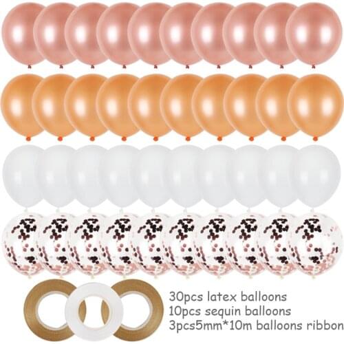 43pcs/set rose gold balloons for happy birthday party decorations kids balloon latex confetti ballon baby shower baloon air ball