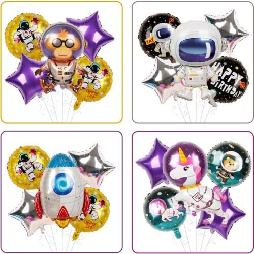 Outer Space Party Astronaut Balloon Rocket Foil Balloons Galaxy Theme Party Boy Kids Birthday Party Decor Globos