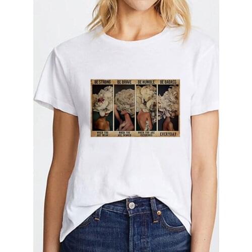Women T Shirt Vintage Beautiful flowers Girl Fashion Clothes Tee Lady Tshirt for Female Tops Graphic Summer Short sleeve T-shirt