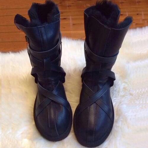 2020 new high quality belt buckle fur one thick bottom warm womens boots fashion thick bottom non-slip womens boots