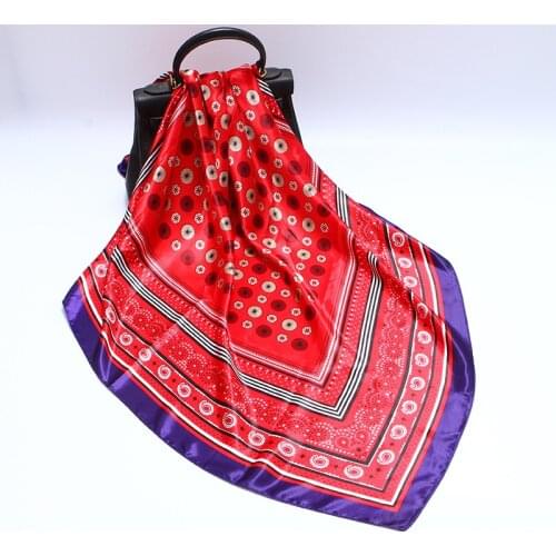 30pcs Autumn Square Scarf Women 90*90cm Dot Cashew Flower Silk Satin Scarf