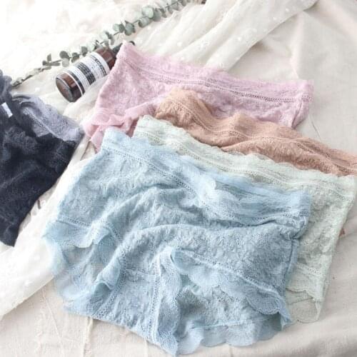 Embroidery Sexy Lingerie Underwear For Women Corset Lace Seamless Transparent Panties Chiffons Hollow Out Breathable Briefs