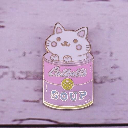 Catbells Soup Foodie Cat Hard Enamel