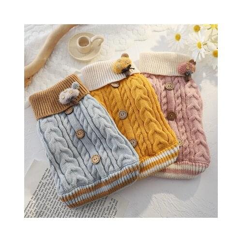 Winter Warm Dog Cat Clothes Knitted Thick Cute Sweater For Small Medium Dogs French Bulldog Chihuahua Clothes Pent Coat For Dog
