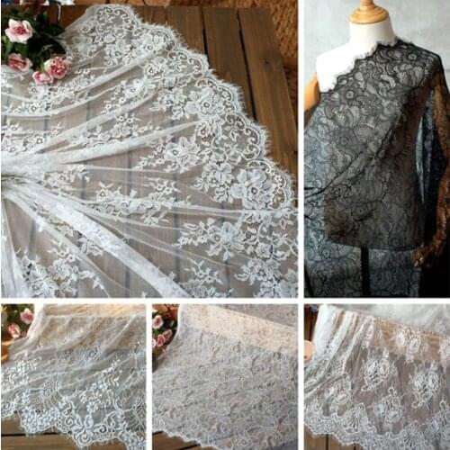 1Meter 150cm Wide Lingerie EyelashLace Fabric Trim White Black For Bridal Gown Womens Dress Clothes Underwear Sewing Materials