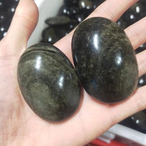 1pcs Hot Sell gold​ Obsidian Palm Ornaments Healing Crystal Stone For Home Decor