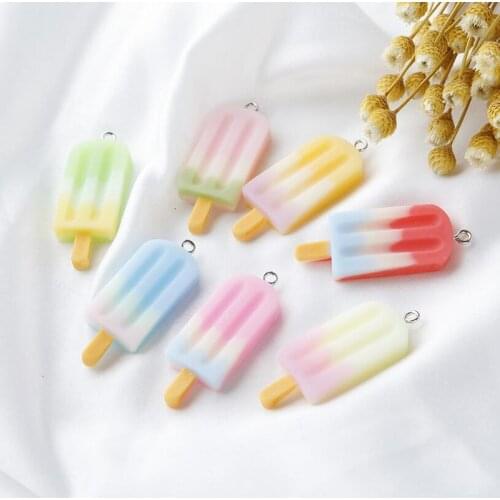 10pcs/lot Colorful Ice Cream Charms Resin Mini Simulated Food Pendant For Woman Making Jewelry DIY Earings Decoration