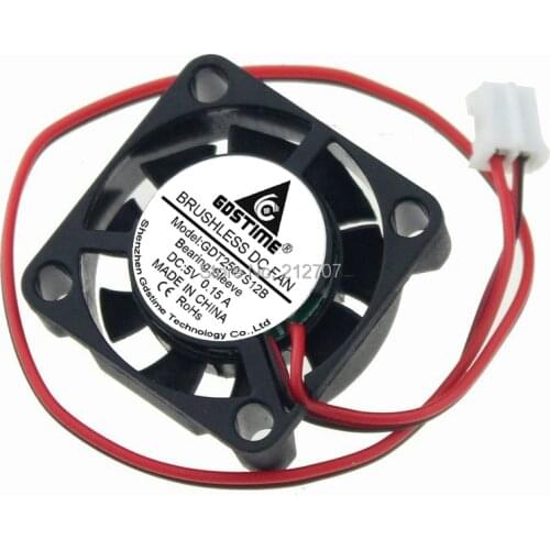 1000 Pcs Gdstime 25mm 25x25x7mm 2Pin 5V DC Brushless Cooler Mini Cooling Fan
