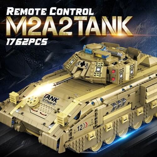 1762PCS M2A2 Tank Remote Control Building Block Toys RC Car Brick Technic WW2 Model Compatible DIY Military Toy For Children