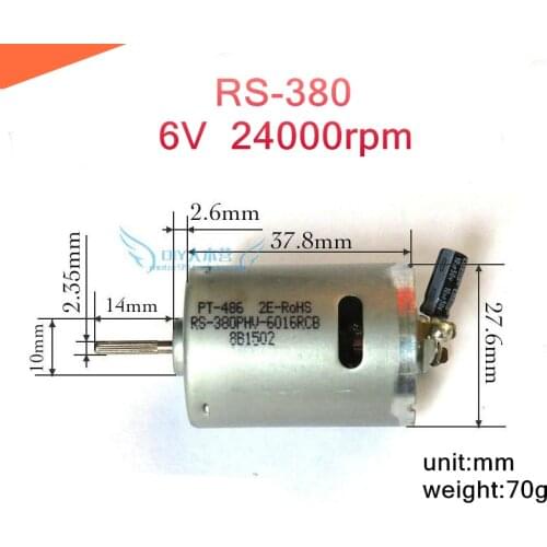 2PCS RS380 DC motor 6v high speed DC ship,Car model motor 6V 24000rpm For electric screw driver,vacuum cleaner