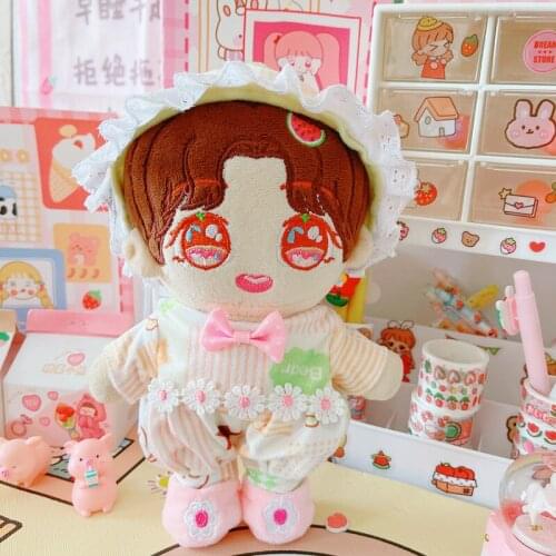 20cm Baby Doll Plush Dolls Clothes Flower vest hat Stuffed Toys Dolls Accessories for Korea Kpop EXO Idol Dolls toys Gift