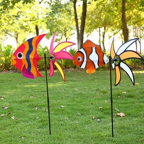2021 DIY Windmill Ocean Animal Wind Spinner Whirligig Garden Lawn Decorative Gadgets Garden Pinwheels Kids Outdoor Toys