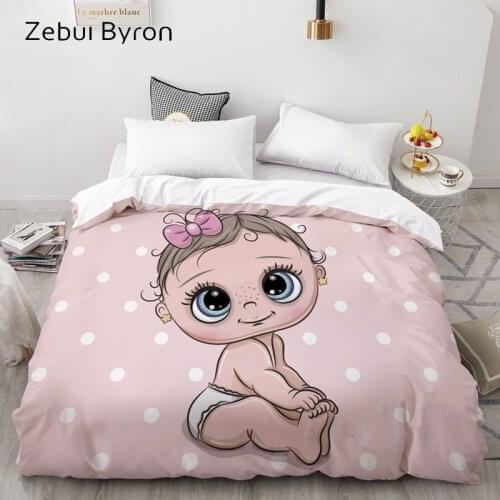 3D HD Custom Duvet Cover,Comforter/Quilt/Blanket case Queen/King,Cartoon Cute baby pink Bedding for Baby/Kids/Child/Boy/Girl