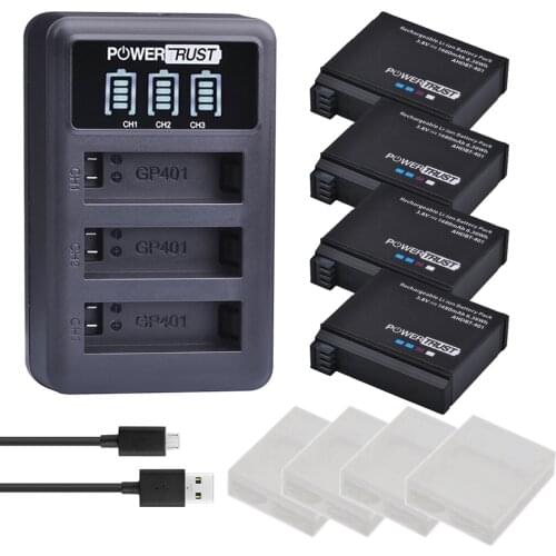4Pcs 1680mAh AHDBT-401 Battery for Gopro Hero 4 Battery AHDBT401 AHDBT 401 + LED 3-Port USB Charger For GoPro Hero4 HERO4 Camera