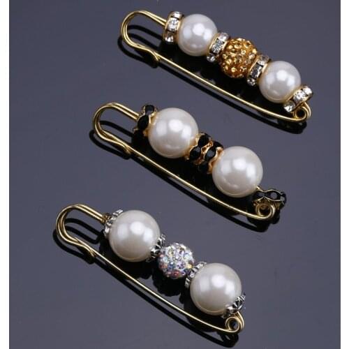6pcs/lot rhinestone with imitation pearl brooches fashion jewelry DIY manual accessories for Christmas-qz0066