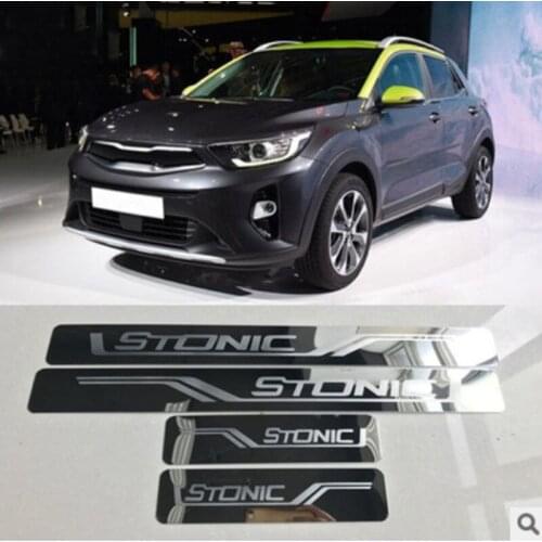 4PCS/Lot Car Stickers for 2017 2018 KIA STONIC Ultra-thin Stainless Steel Door Sill Scuff Plate Pedal Cover