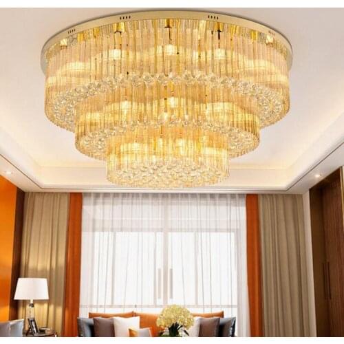 Large hotel crystal lamp LED three-layer ceiling lamp atmosphere of the living room lobby lamp led ceiling lamps lighting lights