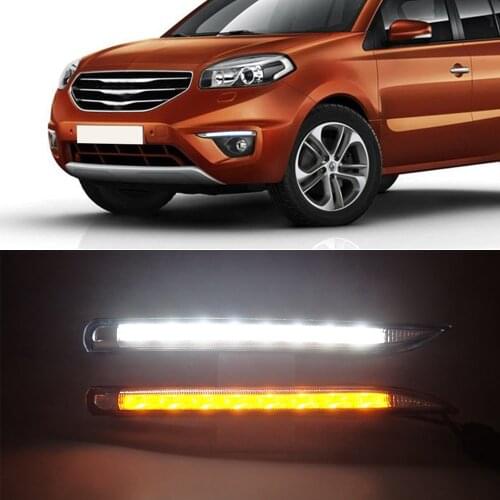 CAPQX 2PCS For Renault Koleos 2012 - 2014 Front LED DRL Daytime Running Driving Light Day light Fog Lamp White light facefiting