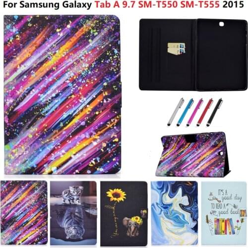Tablet case for Samsung Galaxy Tab A 9.7 Cover T550 T555 SM-T550 SM-T555 9.7" Funda PU Leathe Smart cover Slim Protective Shell