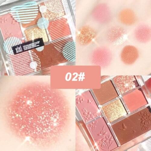 Flower Carved Eye Shadow Palette 7 Color Watery Glitter Eyeshadow Tray Charming Eyes Beauty Makeup Cosmetics Eye Pigment TSLM1
