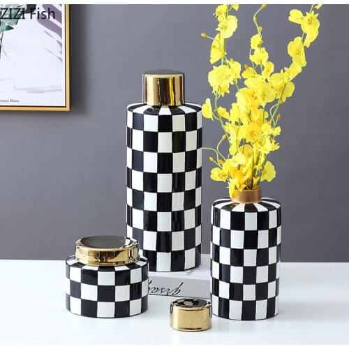 European Gilded Storage Jar Ceramic Vase Candy Jars with Lid Multiple Styles Storage Tank Cosmetic Containers Vintage Home Decor