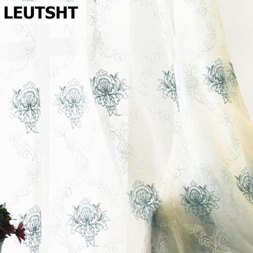 European Embroidered White Tulle Curtains for Living Room Bedroom Window Curtain Sheers Home Decor Drapes