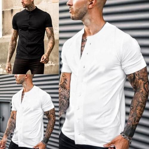 2021 Summer Top Quality Cotton T Shirt Men Solid Color Single-breasted Round Neck Short Sleeve T-shirt for Sports Tops Tee