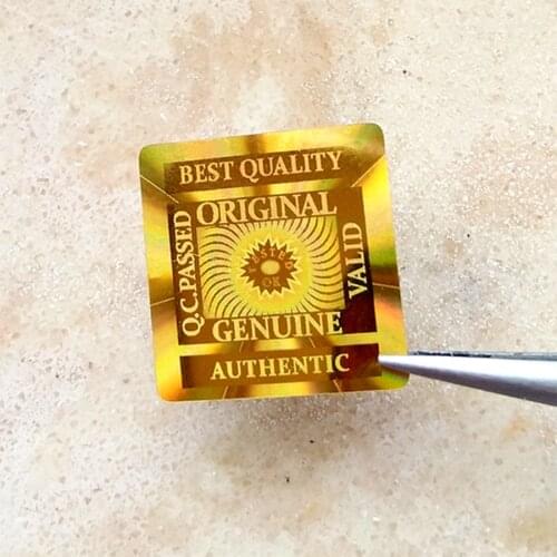 15x15mm 2000pcs 'BEST QUALITY ' 'ORIGINAL' 'GENUINE AUTHENTIC' 'VALID' 'TESTED OK' Holographic label hologram sticker in GOLD