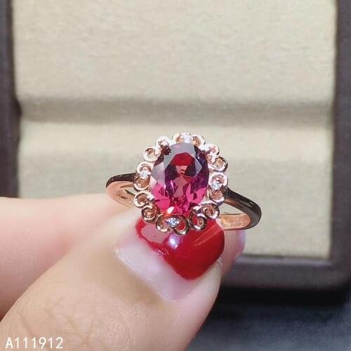 KJJEAXCMY fine jewelry natural garnet 925 sterling silver adjustable gemstone women ring support test popular