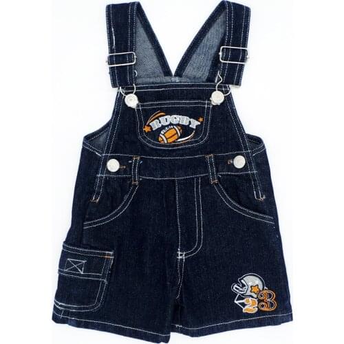 Rugby Pattern Random Color 4 Size Baby Boys Girls Bib Jeans Sling Pants Children Denim Jumpsuits Trousers Kids Casual Clothes
