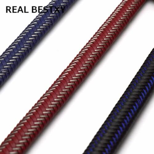 REAL BESTXY 1m/lot Braid Bangle Leather Flat Cord for 12*6mm Necklace Bracelet Making Rope For DIY Fashion Jewelry Accessories