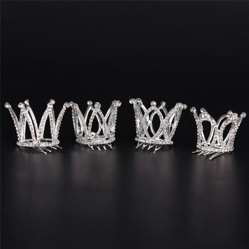 4 Styles Girls Mini Crystal Crown Tiara Hair Combs Clear Stone Small Tiara Hair Accessories Jewelry