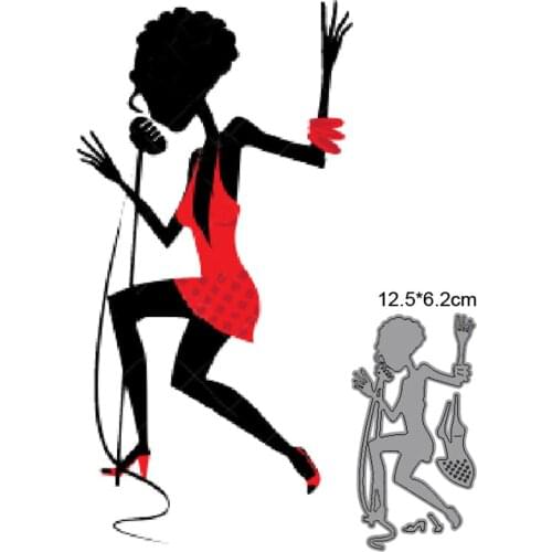 Singer Lady Girl Metal Cutting Dies for DIY Scrapbook Cutting Die Paper Cards Embossed Decorative Craft Die Cut