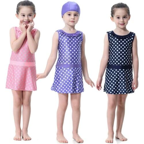 Cute Muslim Kids Girl Full Cover Swimwear Islamic Long Sleeve Arab Modest Swimsuits Swim Clothes Beachwear Children Suit Set New