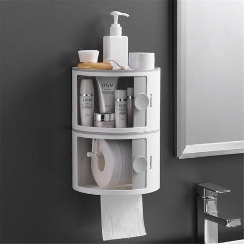 Multifunctional Tissue Boxes Wall-Mounted Bathroom Organizer for Cosmetics Stackable Tabletop Makeup Case Toilet Paper Holder