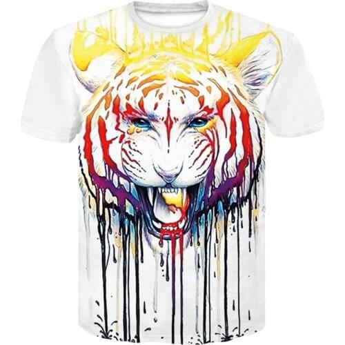 2021 summer new 3D printing T-shirt animal printing mens T-shirt printing casual T-shirt O-neck hip-hop short sleeve size