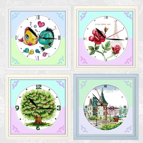 Beautiful Clock Face Patterns DMC Cross Stitch 14CT 11CT DIY Handwork Embroidery kit Needlework set Wholesale Home Decoration