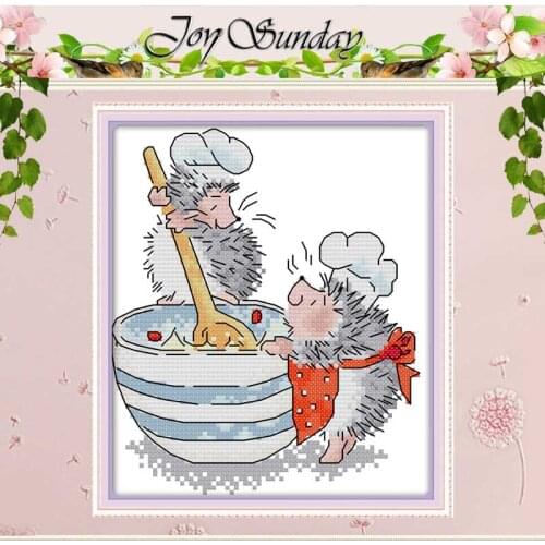 Hedgehog chef counted Cross Stitch 11CT 14CT Cross Stitch Set Wholesale DIY Animals Cross-stitch Kit Embroidery Needlework
