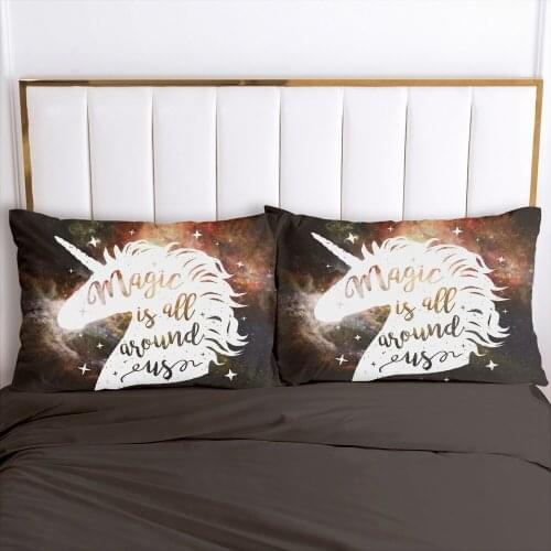 3D Unicorn 2PCS Pillow Cases Cartoon Decoration Throw Pillow Cover Bedding PillowCase For Baby Kids Child Girls Boys 50x80 65x65