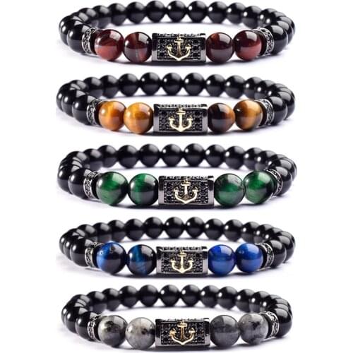 2021 New Luxury Mens Bracelet Natural Tiger Eye Bead Bracelet Bright Black Ladies And Mens Jewelry Gifts Pulsera Hombre