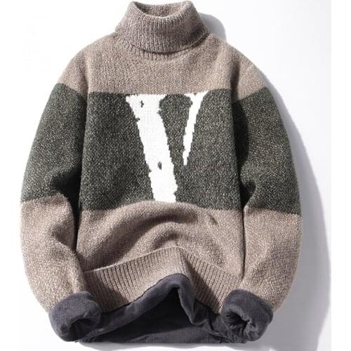 New Winter Mens Christmas Jumper Turtleneck Sweater Men Clothes Fashion Knitted Male Pullover Sweaters Thick Warm pull homme O36