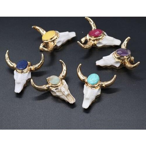New Style Cow Bone Pendant Section Cow-head Shaped Semi-precious Pendant For Jewelry Making DIY Necklace Bracelet Accessory