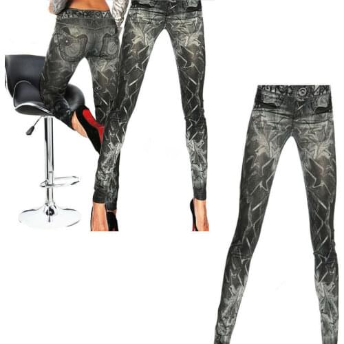 New Style Women Yoga Pants Skinny Leggings Slim Skinny Long Casual Print Like Jeans Stretchy High Waist Print Fashion 2019