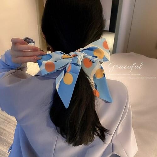Women Elegant Vintage Print Bow Knot Pearls Elastic Hair Bands Sweet Headband Rubber Band Scrunchie Fashion Hair Accessories