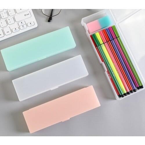 Transparent Plastic Pencil Box Storage Environmental Frosted Pencil Cases for Adults Girls Gift Office School Supplies Droship