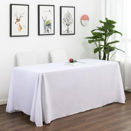 100% Polyester Table Cloth Rectangle Square White Ivory Black plain Hotel Restaurant Party Cloth Tablecloths for Wedding Party