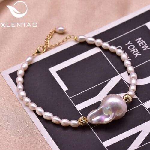 XlentAg Adjustable Natural Baroque Pearl Beads Bracelets For Women Angle Baby Girl Best Friends Gift Anime Luxury Jewelry GB0226